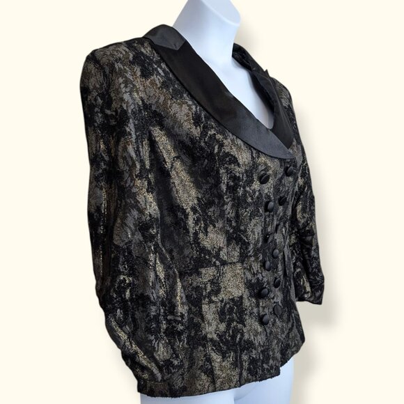 V. Bianca Nygard Metallic Floral Tux Blazer - Picture 2 of 9
